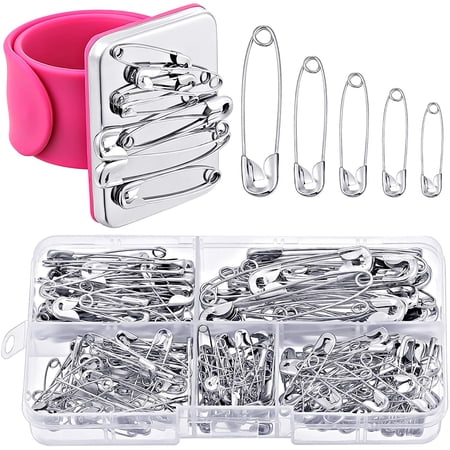 Magnetic Wrist Pin Cushion & 3 Pintail Combs Set - Sewing & Hair Styling Accessories, Stainless Steel (Blue)