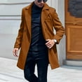 thumbnail image 2 of Turilly Mens Coats Slim Fit Men Casual Button Solid Long Sleeve Pockets Turndown Collar Outwear Coat Double Breasted, 2 of 6