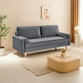 thumbnail image 7 of 70" Modern Velvet Loveseat Sofa Couch,Mid-Century Tufted Upholstered Small Love Seat Couch with 2 Pillows for Compact Space,Living Room,Apartment,Grey, 7 of 7