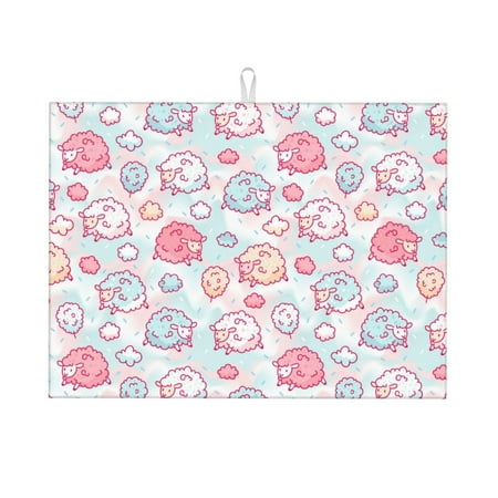 

Jgfou Cute Sheep Print Dish Drying Mat Large Dish Drying Mats for Kitchen Counter Easy Clean Dish Mat Kitchen Drying Mat 18 x24