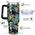 thumbnail image 3 of 40oz Tropical Pineapple Pattern Stainless Steel Flip Straw Tumbler Spill Proof Travel Cup Double Wall Vacuum Insulated Coffee Mug with Top Handle, 3 of 6