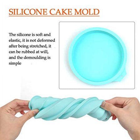 TIMESETL 4 Pcs Layer Cake Pan Set, 8 Inch Silicone Round Cake Mold Rainbow Non-Stick Baking Tins for Jumbo Whoopie Pie Cake Vegetable Pancakes Taco Shells Pizza Crust Omelet Frittata and Resin Craft
