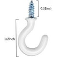 thumbnail image 2 of 50Pcs 1/2-Inch Cup Hooks Ceiling Hooks, Plastic-Covered Metal Screw-in Hooks, White, 2 of 3