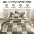 thumbnail image 4 of DDUOXIN Farmhouse Oversized Queen Quilt - 100% Organic Cotton 102x120 Brown Beige Black Patchwork Plaid Reversible Bedspread for Queen Size Bed, Lightweight Neutral All Season Bedding Set, 3 Piece, 4 of 11