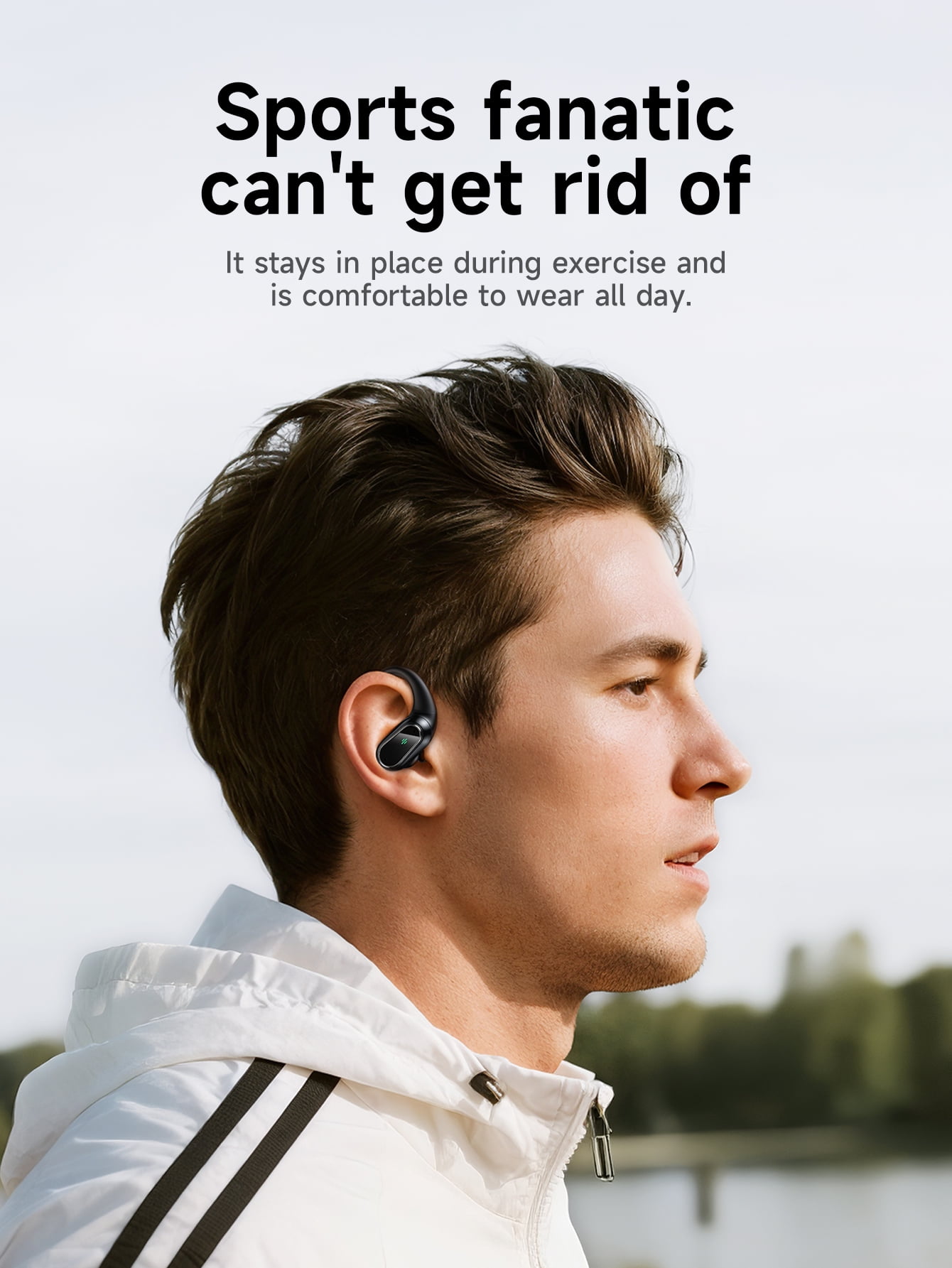 HOCO Open-Ear Bluetooth Earbuds with Smart Digital Power Display,500mAh Charging Case, Lightweight, Secure Fit for Sports