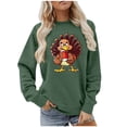 thumbnail image 4 of Rbaofujie Hoodies Mignons Femmes Décontracté Imprimé Col Rond Manches Longues Haut Chandails en Molleton Amples Vert Pull Femmes, 4 of 4