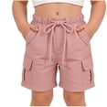 thumbnail image 2 of ZOYOEN Girls Trendy Cargo Shorts- Stretch Elastic Waist Drawstring Baggy Casual Kids Hiking Shorts Pink Size 12, 2 of 8
