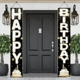 thumbnail image 3 of 2PCS Happy Birthday Porch Sign Banner Black Gold Cake Theme Vertical Hanging Decoration for Front Door Outdoor Indoor Party Supplie Elegant Birthday Welcome Door Banner Backdrop 71 x 12 Inch, 3 of 10