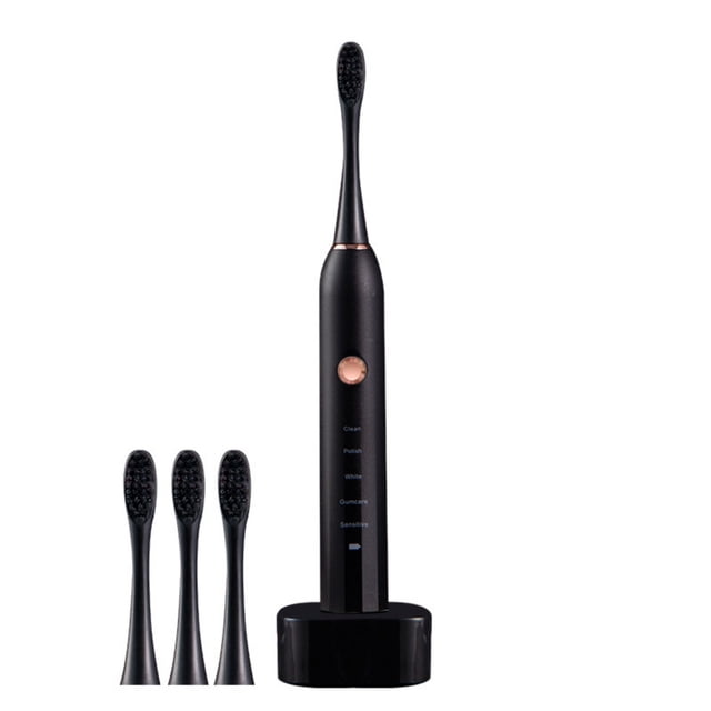 Brosse à Dents Électrique Silencieuse avec Minuteur, Étanche IPX7, Rechargeable USB, Inclut 4 Têtes de Brosse pour Soins à Domicile