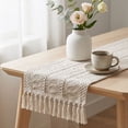 thumbnail image 5 of Linen Table Runner with Tassels, Boho Woven Striped Dining Table Decor, Lightweight Decorative Cloth for Christmas Party, by IHXORA, 5 of 6