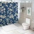 thumbnail image 7 of JEUXUS Spring Flower Chinoiserie Navy Blue Floral Decor Chic Modern Bathroom Decor Shower Curtain Multiple Sizes White, 7 of 7