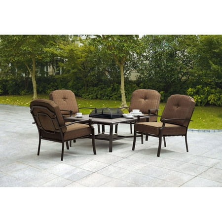 Mainstays Wentworth 5-Piece Patio Conversation Set with Fire Pit, Seats 4