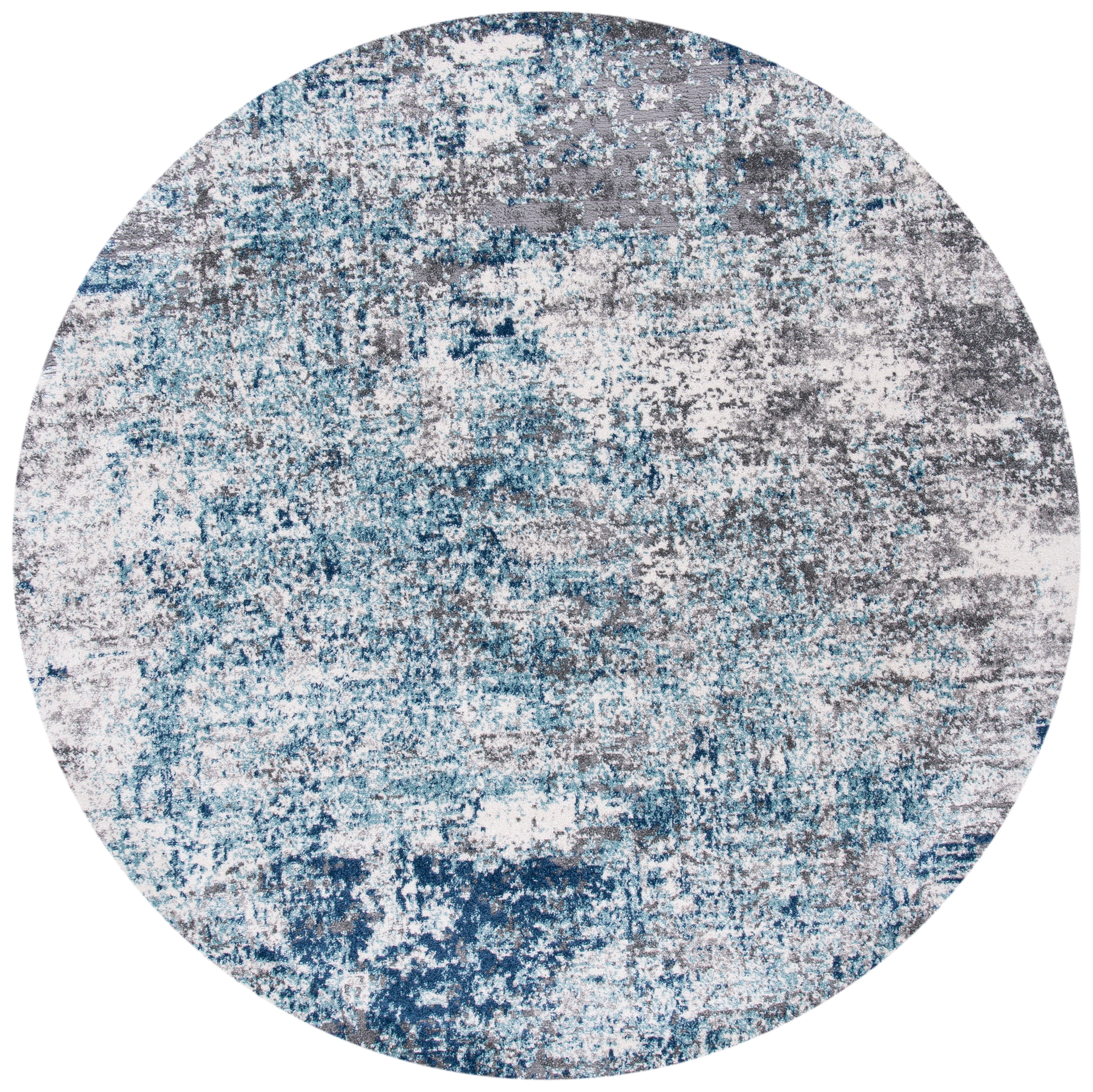 SAFAVIEH Aston Mackenzie Abstract Area Rug, Light Blue/Gray, 6'7" x 6'7" Round