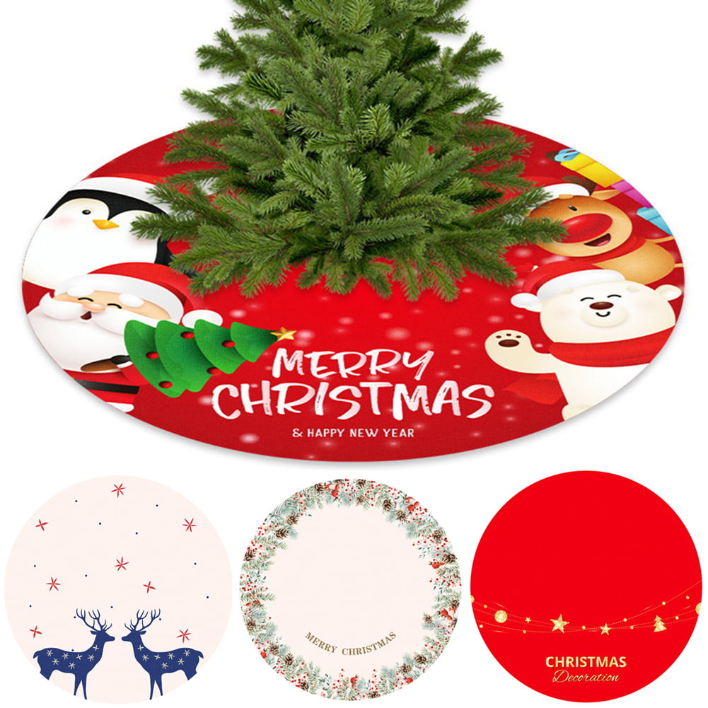 Christmas Tree Skirt Apron Santa Snowman Claus Party Decor 18 Inch 