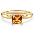 thumbnail image 3 of Gem Stone King 10K Two Tone Gold Poppy Topaz Solitaire Engagement Ring for Women | 1.30 Cttw | Princess 6MM | Gemstone November Birthstone | Size 7, 3 of 6