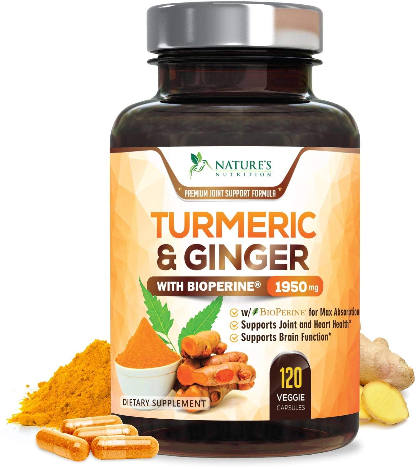 Turmeric Curcumin With Ginger 95 Curcuminoids 1950mg With Bioperine 