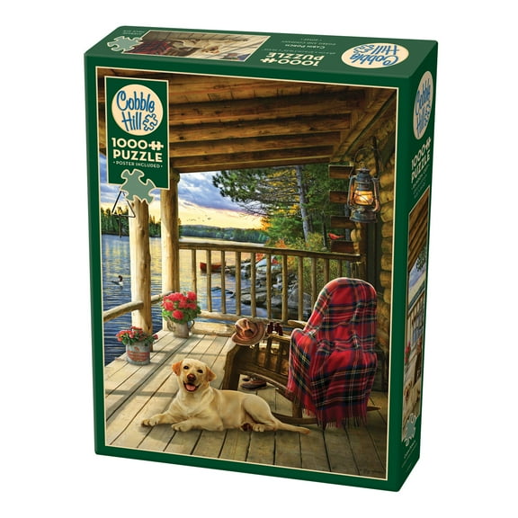 Cobble Hill 1000 Piece Puzzle: Cabin Porch - Reference Poster Included, High Quality Jigsaw, Earth Friendly Materials