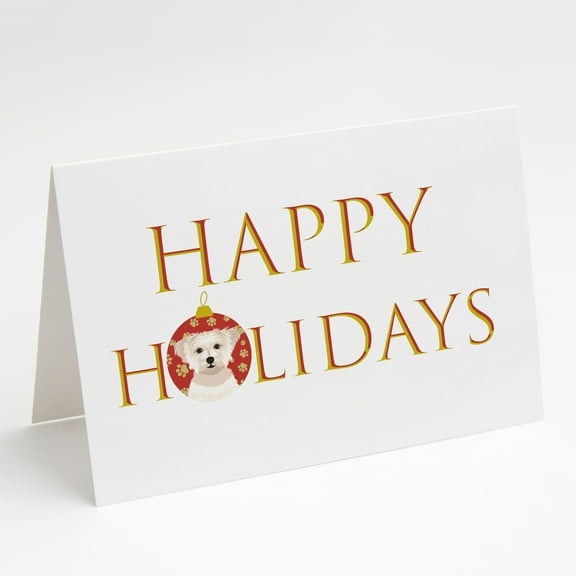 Shih-Tzu Gold #6 Happy Holidays Greeting Cards and Envelopes Pack of 8 7 in x 5 in