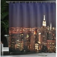 thumbnail image 4 of Ambesonne View Shower Curtain, New York Manhattan Nİght, 69"Wx84"L, Orange Blue, 4 of 5