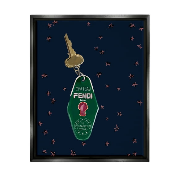 Stupell Industries Glam Fashion Keychain Beauty & Fashion Painting Black Floater Framed Canvas Art Print Wall Art, 17 x 21