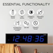 IVATION Quartz Digital LED Wall Clock with Alarm - Modern Timepiece