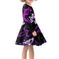 thumbnail image 2 of FKELYI Size 7-8 Years Long Sleeve Dress Loose Glitter Purple Butterfly Kids Swing Party Dress Girls A Line Skater Casual Twirly Dress, 2 of 4