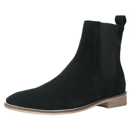

Santimon Mens chelsea Boots Suede Ankle Dress Boot Black 7