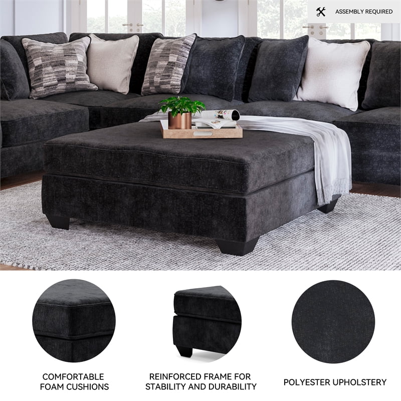 Signature Design by Ashley Lavernett Oversized Fabric Accent Ottoman in Charcoal