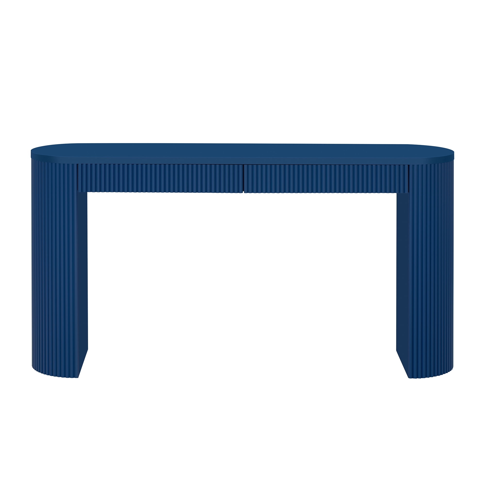 Aukfa Wood Long Console Table with 2 Drawers,Vertical Striped Sofa Table for Entryway/Hallway,Navy Blue
