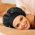 thumbnail image 4 of Bowknot Summer Elegant Curly Hair Bonnet for Women Girl Bonnets Cap Satin Single Layer,Black,1Pack, 4 of 5