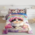 thumbnail image 2 of Castle Fairy Cartoon Cat Full Size Comforter Sets for Children,Rose Butterfly Bedding Sets, 2 of 8