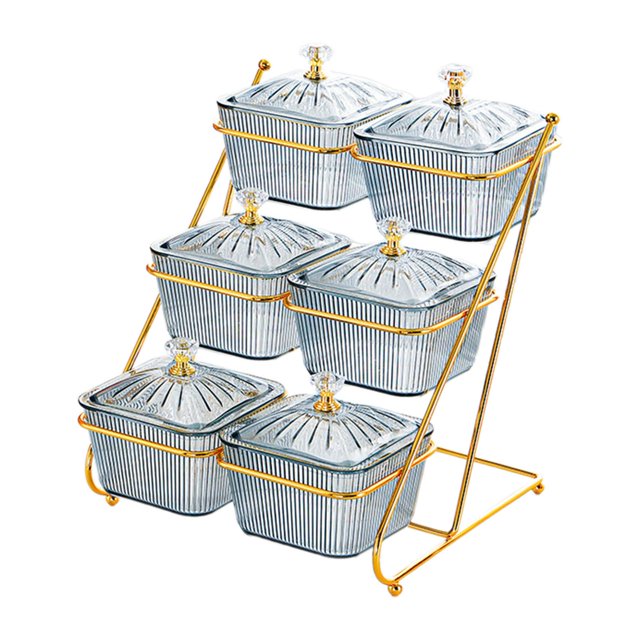 Bandeja de 3 niveles BLESIY para almacenar alimentos y frutos secos Bandeja decorativa para servir Gris