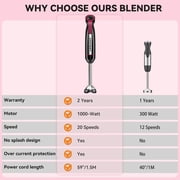 LINKChef Immersion Blender, 1000W 20-Speed 5-in-1 Hand Blender with Turbo Mode, Scratch-Resistant Stick Blender for Baby Food, Ice & Smoothie(Black)