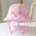 thumbnail image 1 of LYHaoo Kids Adjustable Chin Strap Sun Hats Summer Spring Sun Hat Cartoon Embroidery Outdoor Beach Bucket Cap Bucket Hat,Pink, 1 of 1
