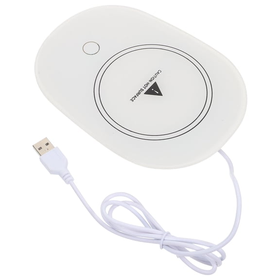 OUNONA USB Cup Warmer White Desktop Heating Coaster for Coffee and Tea