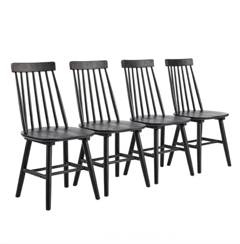 Farmhouse Dining Chairs Set of 4, Spindle Back Dining Chairs with Wood Legs, Solid Wooden Armless Dining Room Chair for Kitchen Room, Living Room