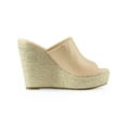 thumbnail image 6 of BLISSFUL STEP Women's Shoes Wedge Heel Open Toe Espadrille Platform Mules Beige 6, 6 of 8