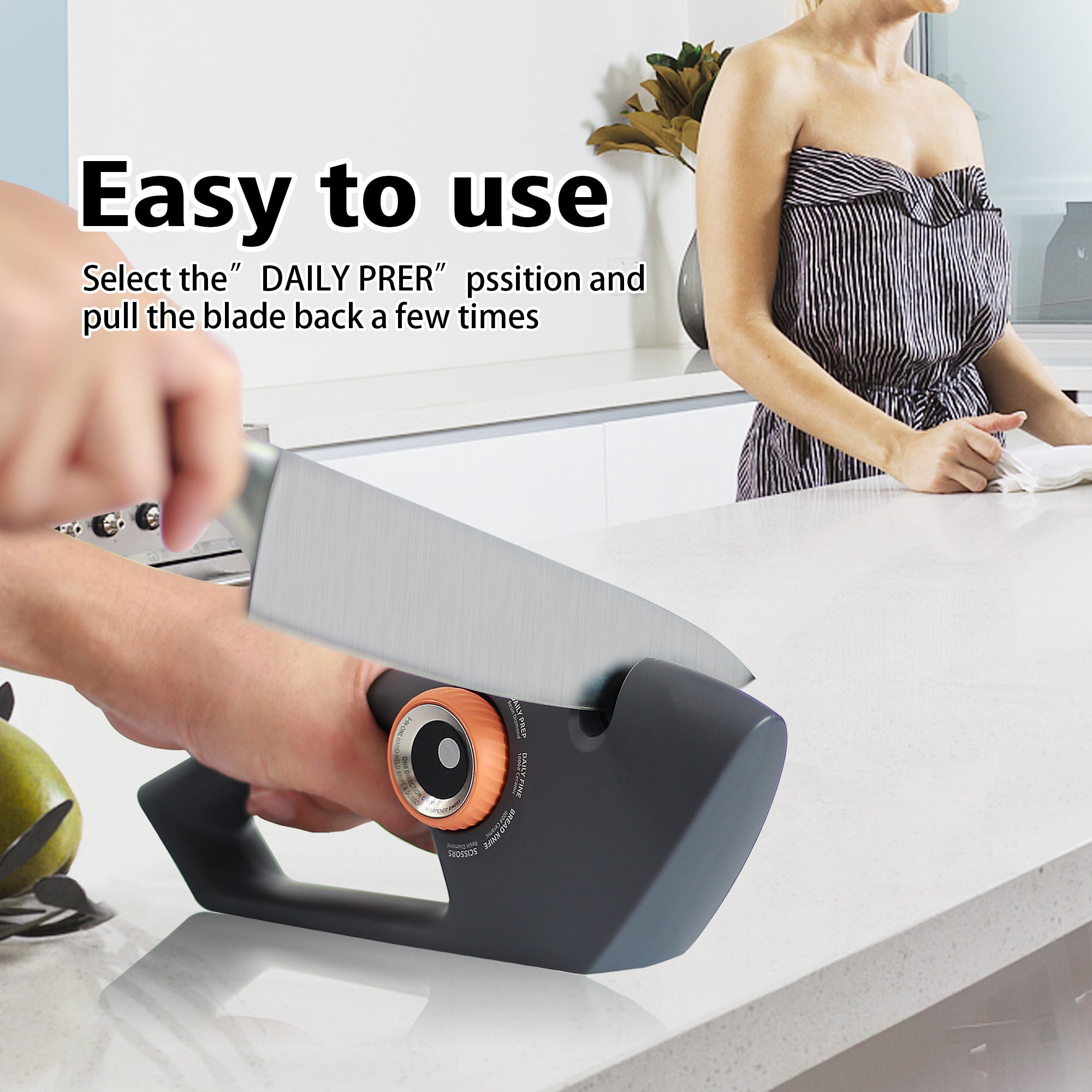 5 in 1 Adjustable Knife Sharpener, Premium Handheld Kitchen Knife Sharpeners Help Repair, Restore, Polish Blades Sharpening Tool Works for Pocket Knife Chefs & Serrated & Bread Knife, Scissors