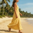thumbnail image 5 of Yangnuo Women's Halter V-Neck Sleeveless Maxi Dress Fashion Ladies Sleeveless Flowy Casual Summer Beach Long Dress Yellow XXL, 5 of 5