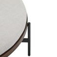 thumbnail image 3 of 36'' Modern Round Cocktail Ottoman with Fabric Upholstery and Metal Base, Beige+Black, 3 of 8