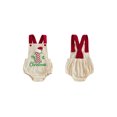 thumbnail image 2 of RUINIXCW Newborn Baby Girl Boy My First Christmas Outfit Corduroy Bubble Romper Overalls Letter Santa Hat Embroidery Sleeveless Jumpsuit Suspender Overall, 2 of 9