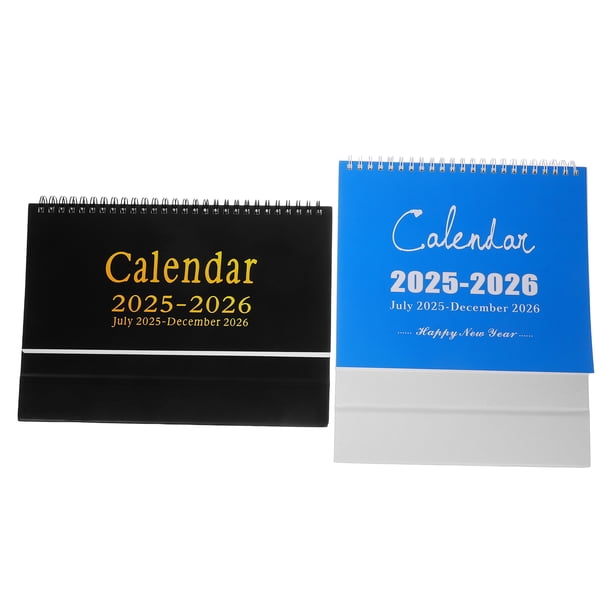 Calendario de escritorio 2026 (2 unidades): planificador académico anual con espiral y calendario mensual con diseño abatible para uso en la oficina y la escuela.