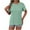 Green, variant on AherBiu Summer Tops for Women Casual Loose Fitting Shirt Crew Neck Stretch Drop Shoulder Short Sleeve Blouse