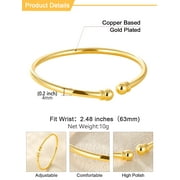 U7 14K Gold Plated Women Bangle Simple Polished Fashion Solid Cuff Bangle Christmas Birthday Mothers Day Gift