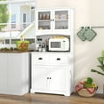 thumbnail image 2 of Costway 67" Kitchen Buffet Freestanding Pantry Cabinet Sideboard with Tempered Glass Doors White, 2 of 10