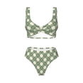 thumbnail image 4 of Rocae Daisy Plaid Green for Bikini Set for Women Two Piece Sexy High Swimsuits Split Crossover Bikini Large, 4 of 9