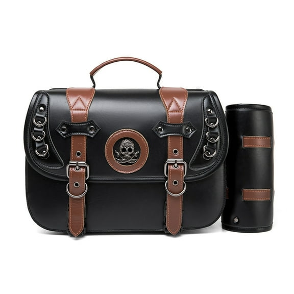 Universal Motorcycle Saddlebags Large Capacity PU Leather Waterproof Side Bag Vintage Motorcycle Bags Simple Installs