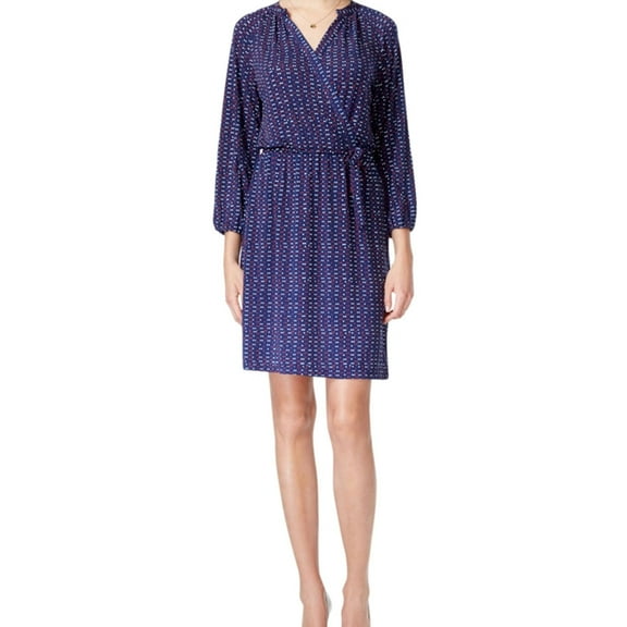 Maison Jules Womens Dot-Print Wrap A-Line Dress
