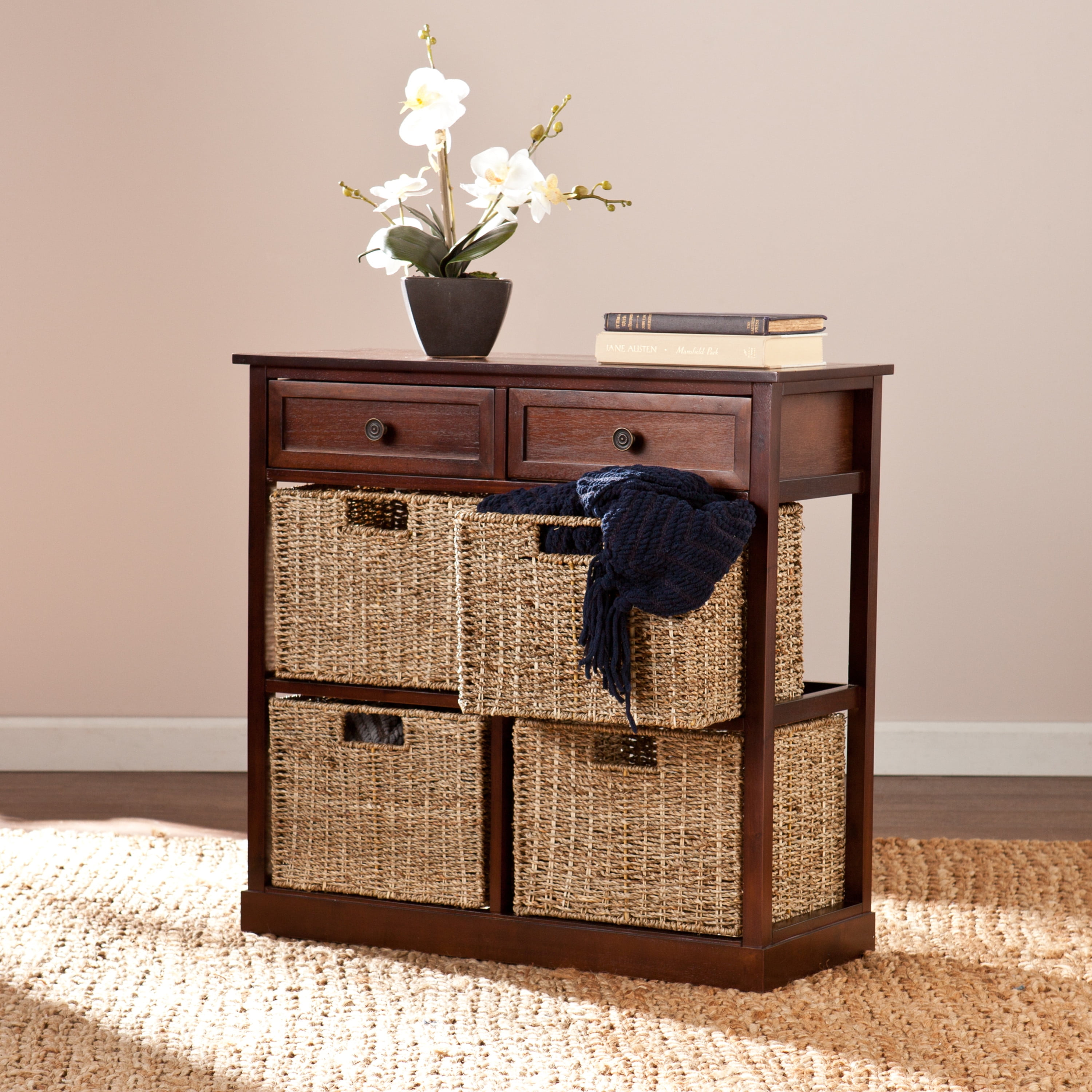 Southern Enterprises Karla 6Drawer Basket Chest, Mahogany