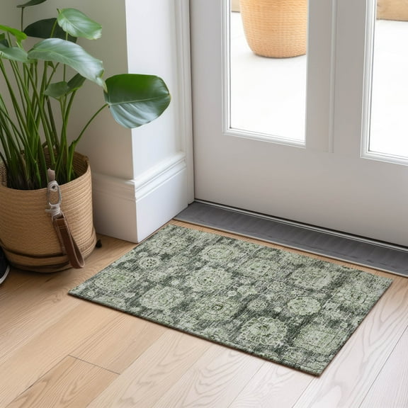 Addison Rugs Chantille Indoor/Outdoor Transitional Floral Aloe Washable Rectangle Rug, 1'8" x 2'6"